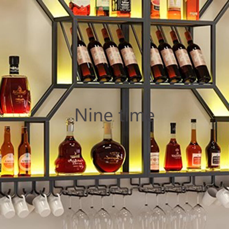 Wandgemonteerde Display Wijnkasten Keuken Whisky Drink Kleine Bar Kast Plank Omgekeerde Wijn Kast Kast Meubelen Meubelen