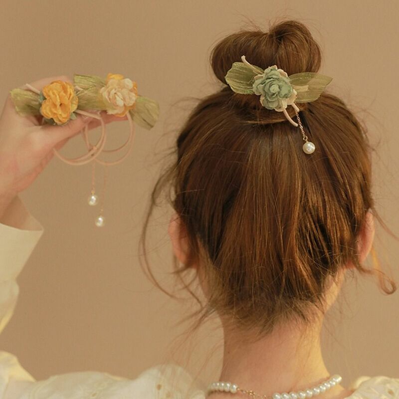 Chouchous à Haute artificiel asticité pour Femme, Accessoire de Cheveux, avec Gland, Anneau de Queue de Cheval, Style Coréen