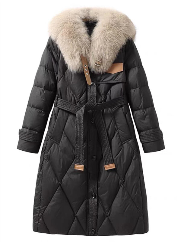 Jaqueta de comprimento médio para mulheres, gola grande, elegante e elegante, jaqueta espessa, nova, venda quente, 2023
