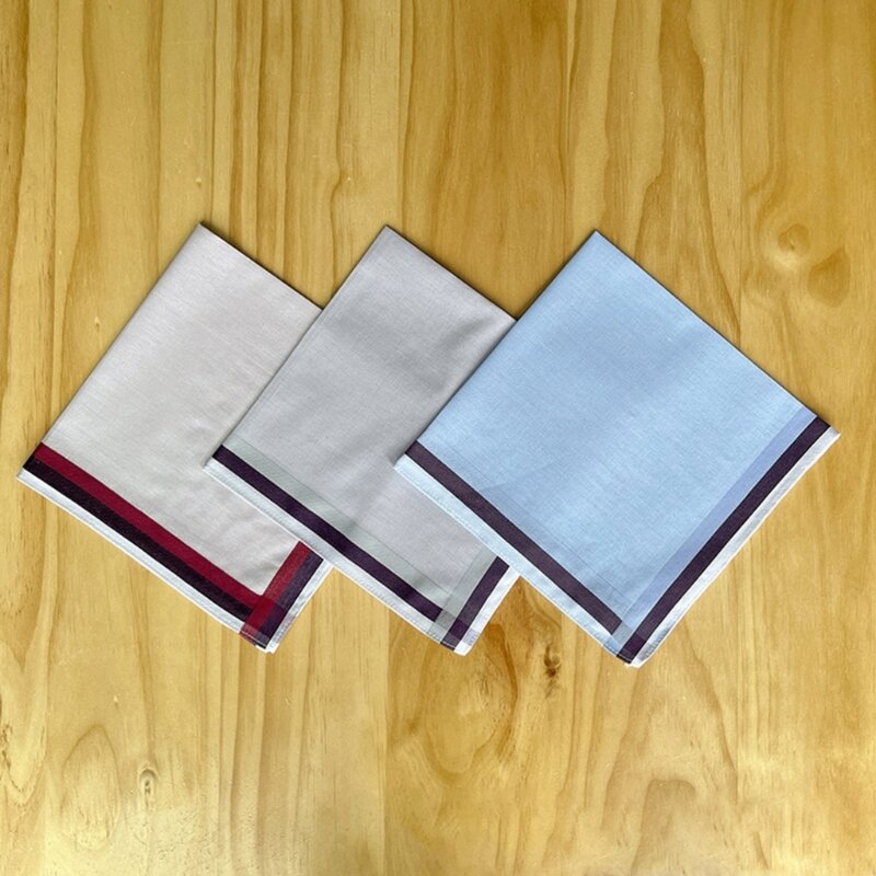 Pocket Handkerchief for Wedding Party Striped Hankies for Husband Dad Grandfathe 066C
