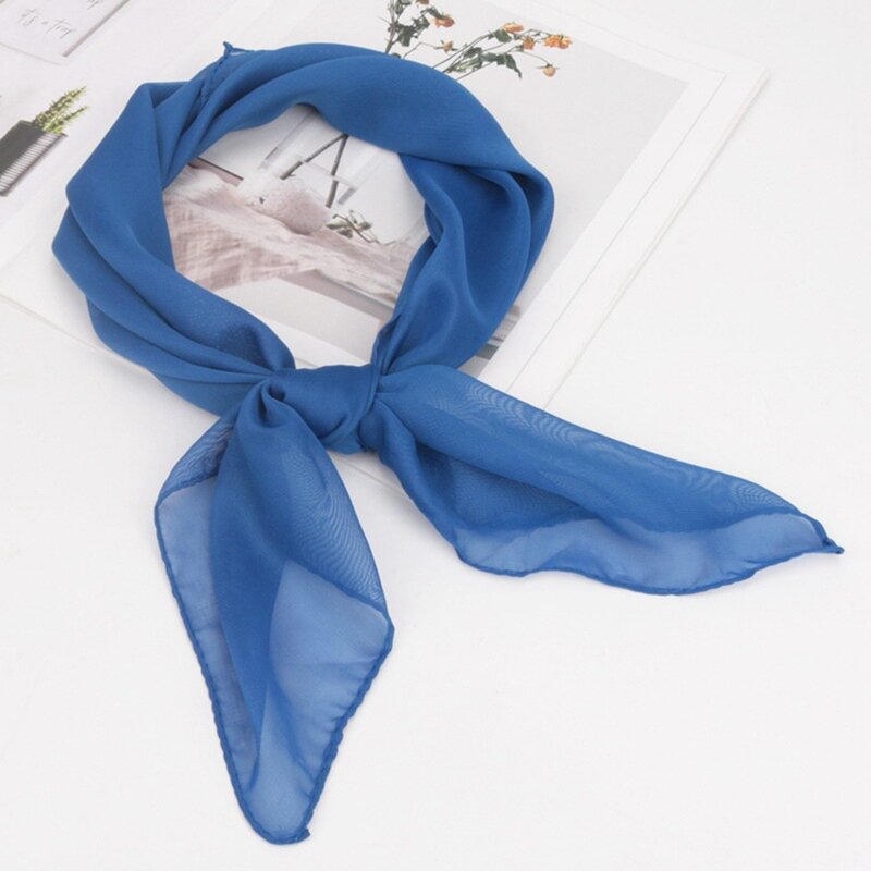 Écharpe de cou en mousseline de soie, mouchoir carré, ruban décoratif, écharpe de danse, bleu royal