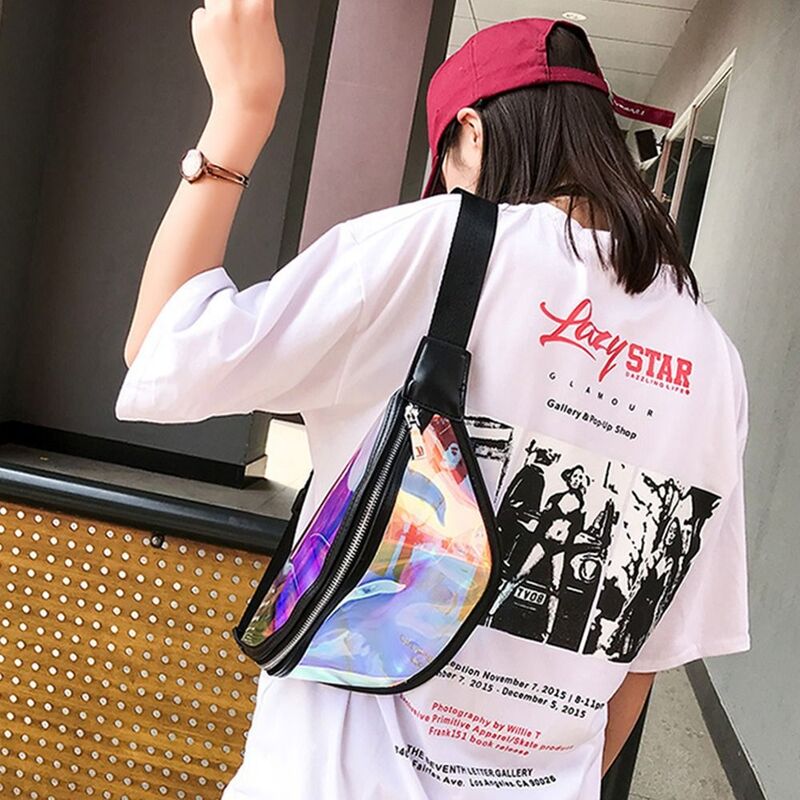 Лазерная поясная сумка из ПВХ, водонепроницаемая прозрачная голографическая поясная сумка из ПВХ в стиле панк для женщин