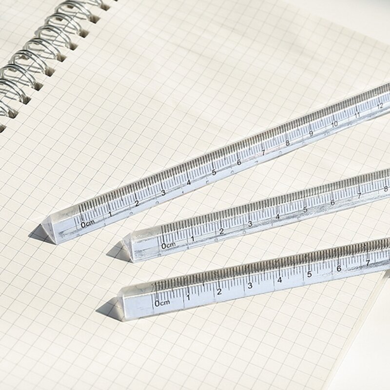 Régua escala arquiteto triangular transparente, régua reta 0-15cm para para professor, estudante, arquiteto,