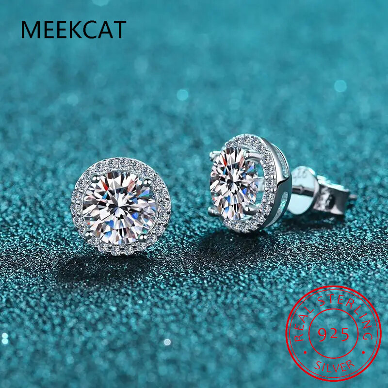 Moissanite Stud Earrings for Women S925 Sterling Silver White Gold Plated Diamond Earring Ear Studs Wedding Fine Jewelry