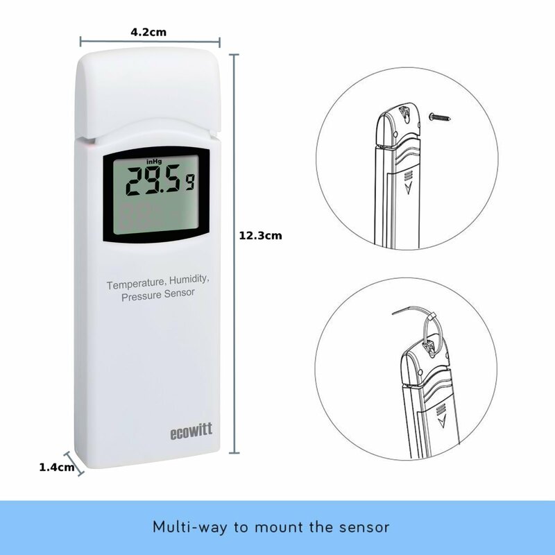 Ecowitt WN32P Indoor Temperature, Humidity and Barometric Sensor, Thermometer Hygrometer Pressure Gauge for HP2550 / HP3500
