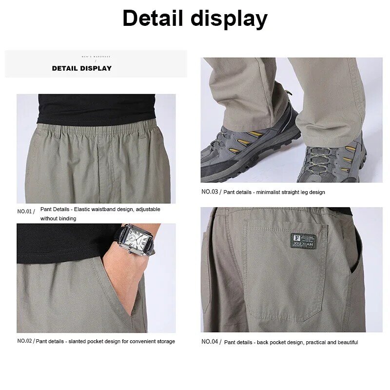 Men's Casual Loose Straight Leg Pants Spring and Summer New Pure Cotton Casual Pants