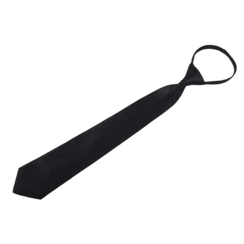 Corbata Negra con cremallera de 8cm, corbata mate, corbata negra con Clip, corbata de seguridad, portero, Steward, corbata negra mate, accesorios de ropa