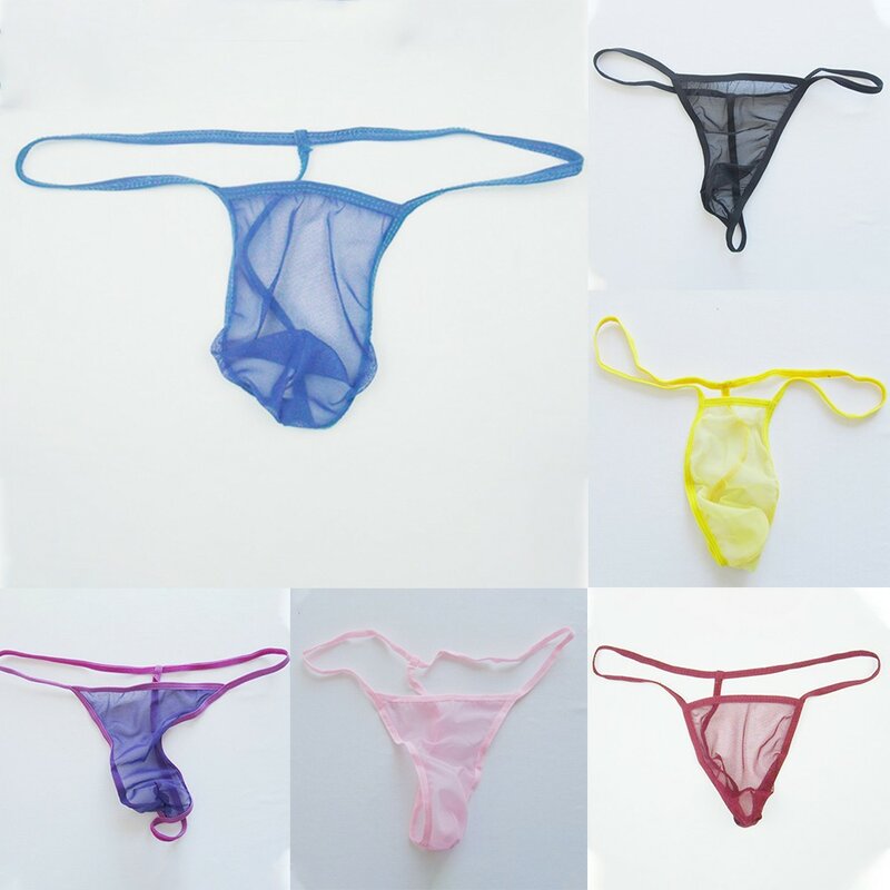 Sexy Ultra-fino Líquido Stretch Underwear dos homens, Ver Através, Malha, Corte Suave, G Cordas, Low-Rise Underpant, T-Back Briefs