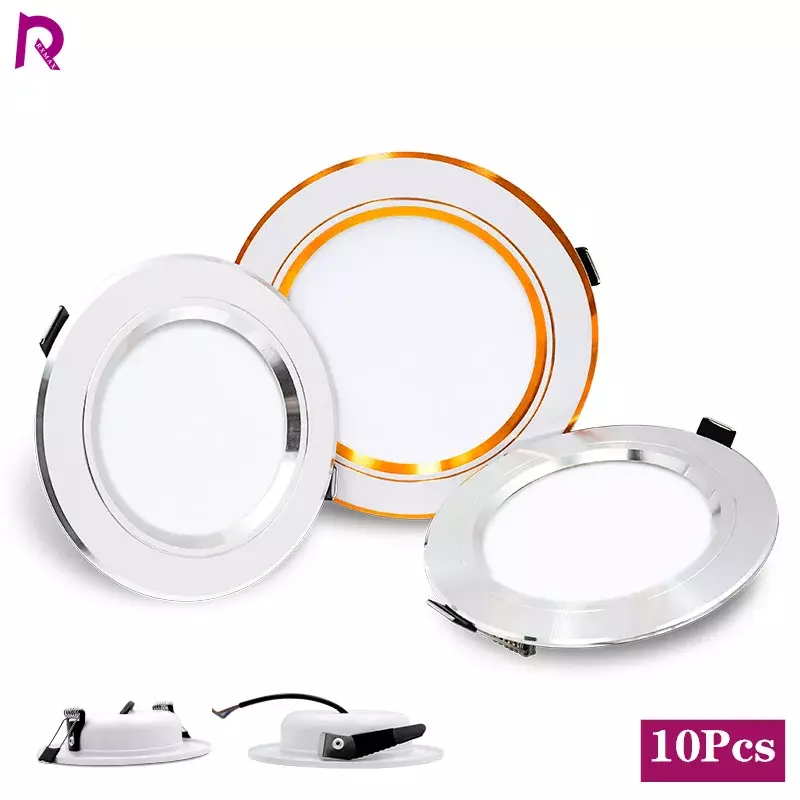 10pcs/lot LED Downlight AC110V 220V 5W 9W 12W 15W 18W DC12V 24V LED Ceiling Light Recessed Downlights Round Led Panel Light