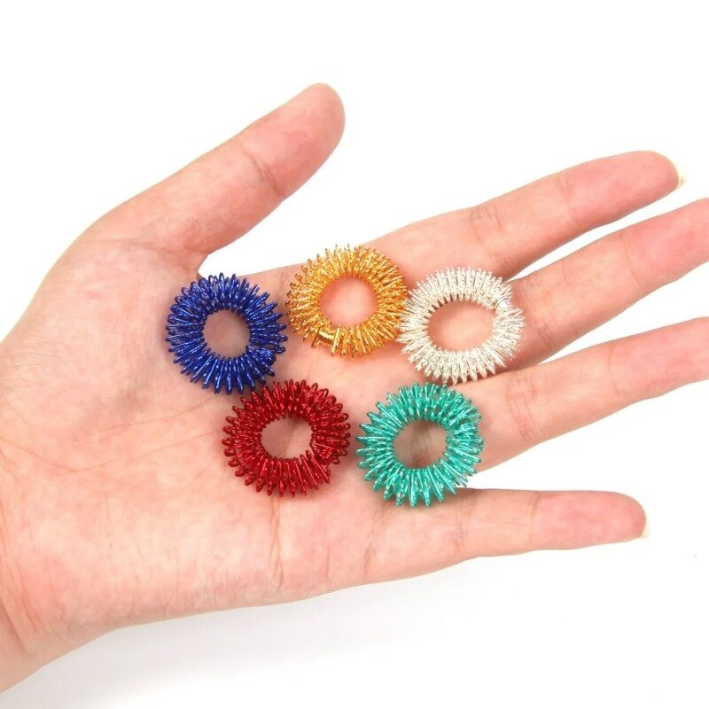 1 sztuk kolczaste zmysłowe pierścienie akupresura zestaw pierścieni cichy stres Relief Fidget zabawki sensoryczne