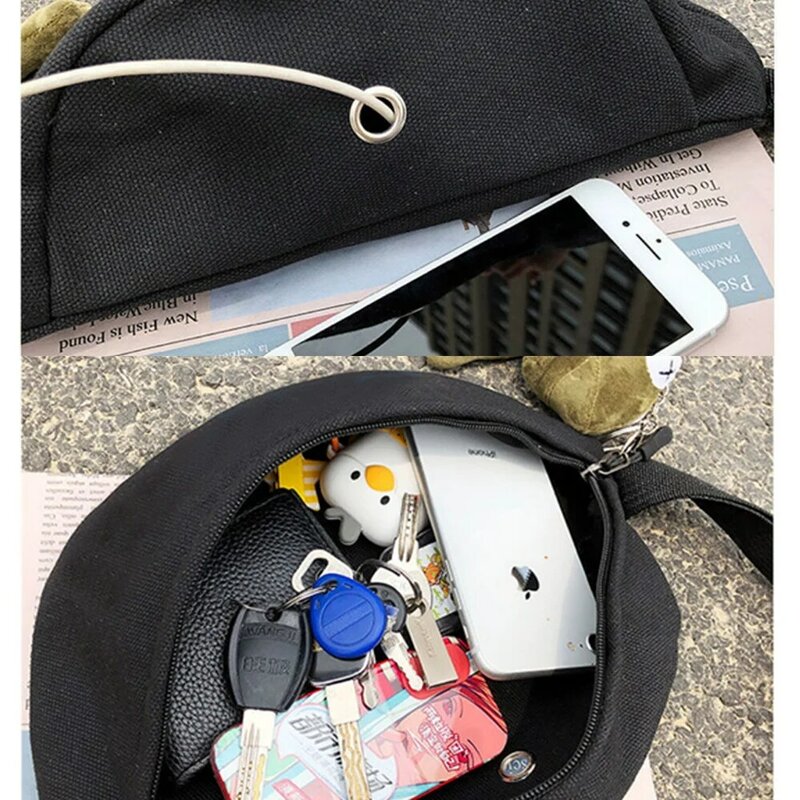 Waist Bags Fashion Korean Style Harajuku Style Unisex Chest Bag Pisces Print Monochrome Shoulder Bag Messenger Bag Handbag Purse