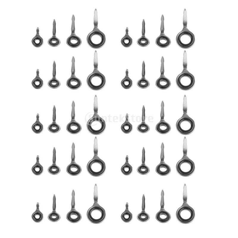 40 Stuks Hengel Gidsen Roestvrij Staal Keramische Ring Hengel Gidsen Tip Tops Vervanging Reparatie Kit 3 #4 #5 #6 # Vissen Accessoires