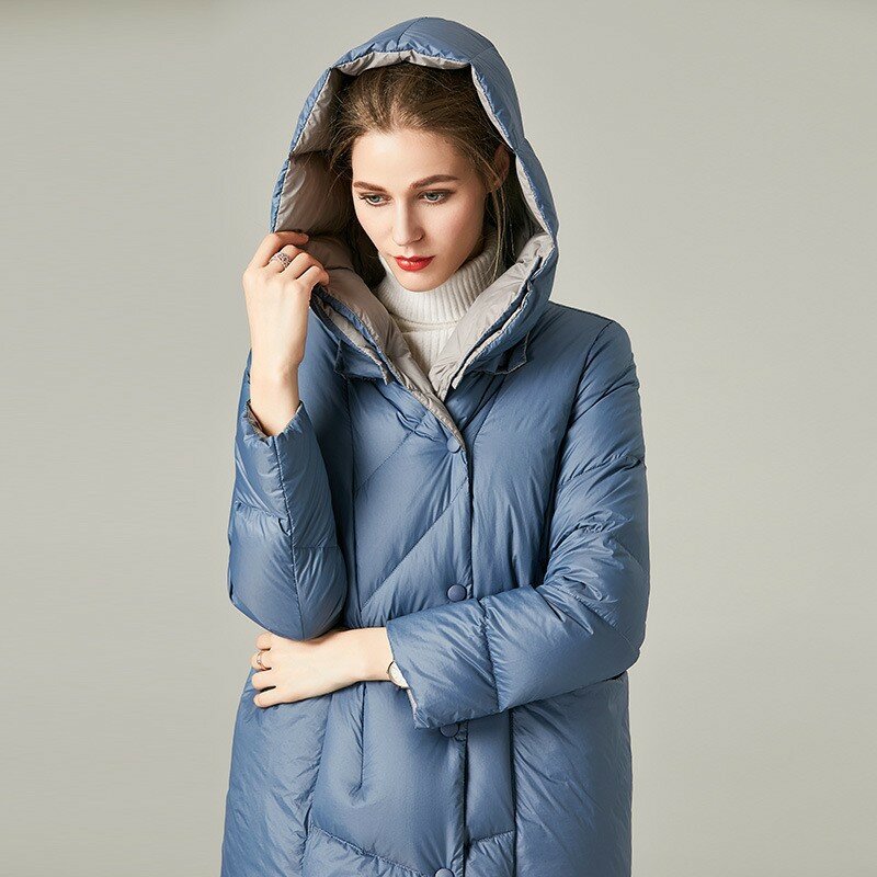 GHTO – manteaux en duvet de canard blanc pour femme, couleur unie, coupe ample, FW, 2022