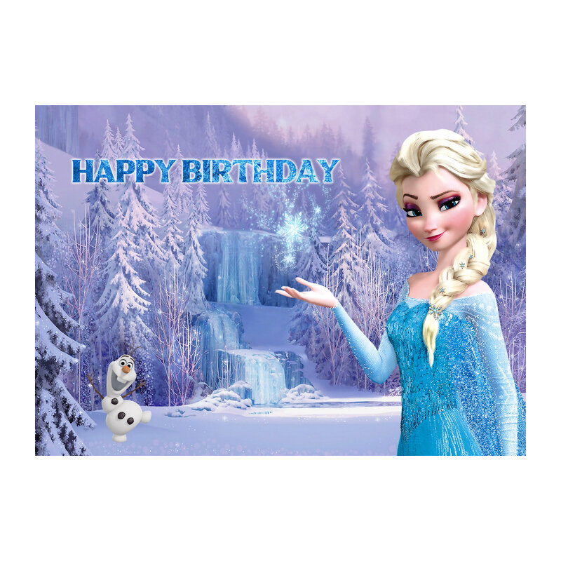 Kostenlose angepasste gefrorene Anna Elsa Prinzessin Hintergrund Hintergrund Geburtstag Banner für Mädchen Kinder Fotografie Studio Baby party Party