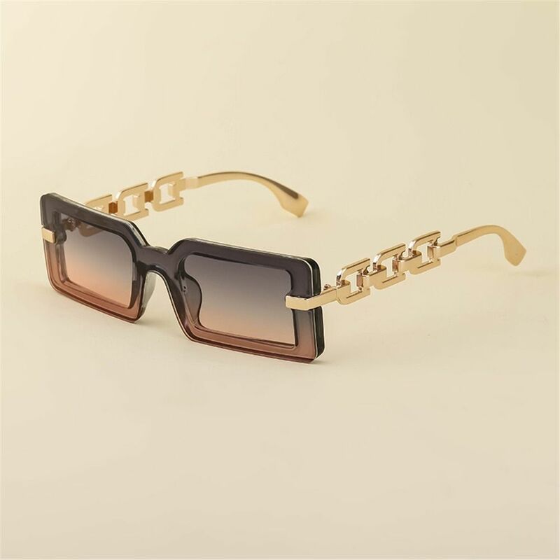 Plaża podróżna Streetwear kwadratowe okulary przeciwsłoneczne w stylu Vintage z łańcuszkiem nowoczesny luksusowy okulary przeciwsłoneczne UV400 odcienie gradientowe dla kobiet i mężczyzn