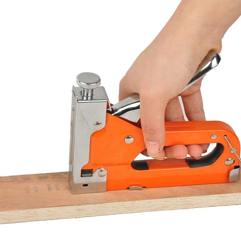 Grapadora manual para marco de muebles, herramienta de madera de 80 grapas, inoxidable, naranja, 2 unidades