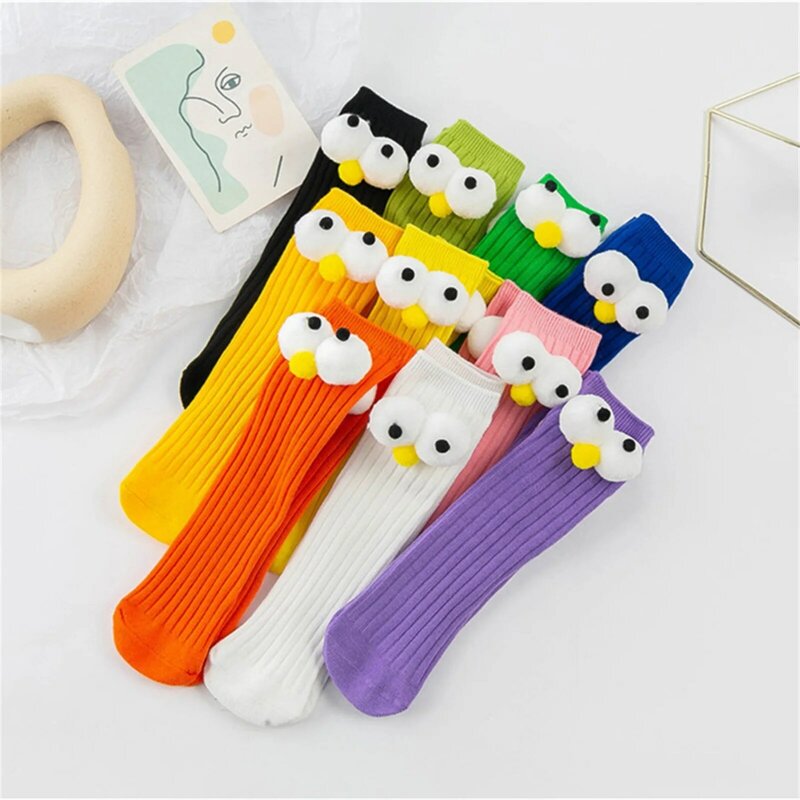 Baby Knee High Socks Soft Toddler Tube Socks Funny Big Eye Tall Socks Stockings for Infants Kids