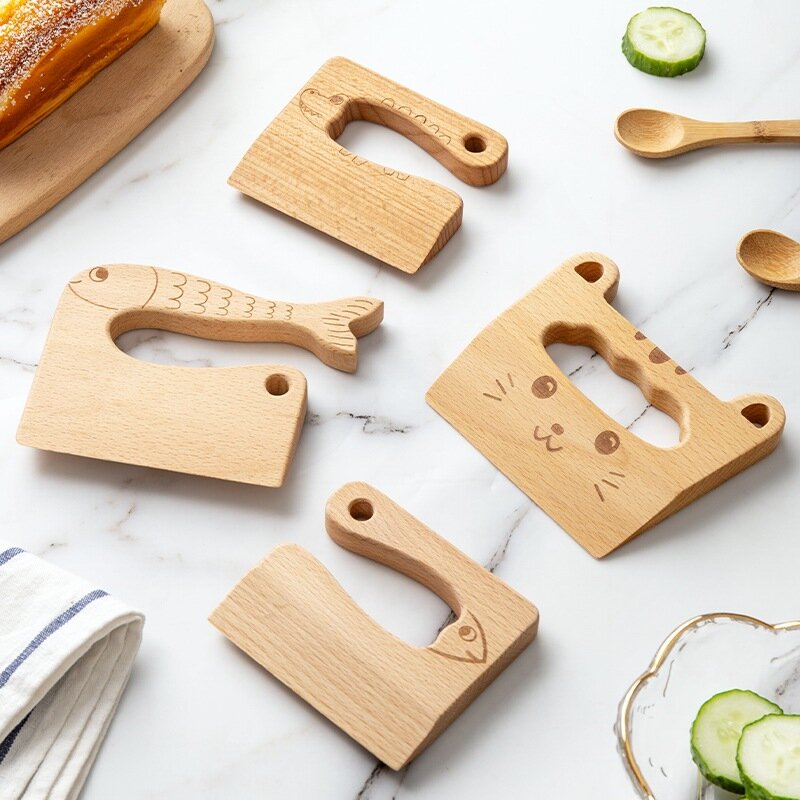 Cuchillo de madera para niños, juguetes de cocina, cuchillos de simulación, corte de frutas y verduras, juguete educativo Montessori