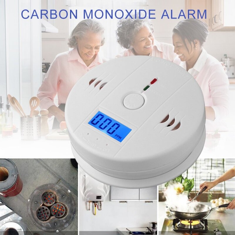 Detector de CO2 inalámbrico sensible para el hogar, Sensor de Gas y humo, alarma de advertencia, indicador LCD, monóxido de carbono CO