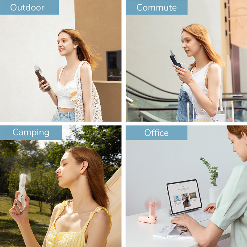 JISULIFE-미니 휴대용 전기 환풍기, 4800mAh, 가정용 저소음 소형 선풍기, USB 충전식