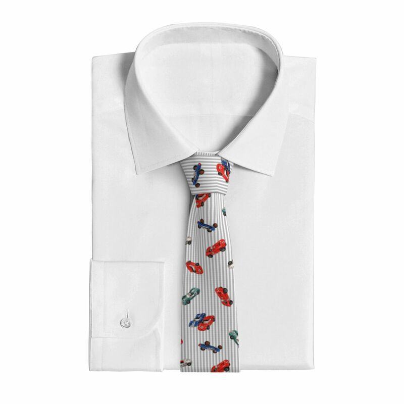 Corbatas ajustadas formales para hombres, corbata de boda con patrón de coche de carreras antiguo clásico, Caballero estrecho
