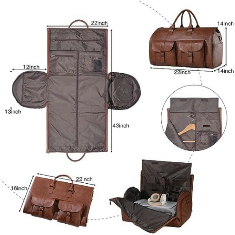 Bolsa de vestuário de mão para homens e mulheres, mochila grande, bolsa de viagem, bolsa Weekend Flight com bolsa de sapato