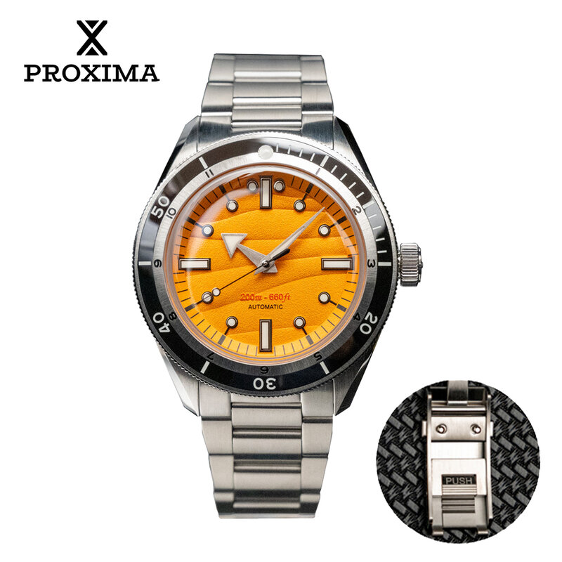 Proxima PX1711-1A jam tangan pria, arloji Mekanikal otomatis 39mm 316L Stainless Steel kubah safir kaca