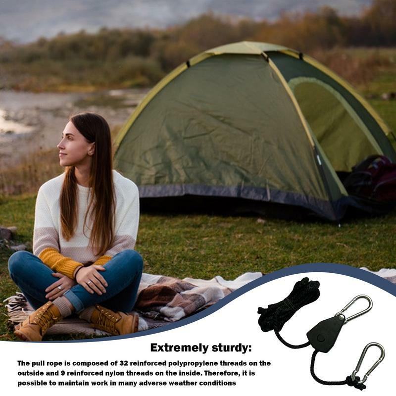 Outdoor Camping Windproof Tent Rope Adjustable Heavy-Duty Rope Ratchet Pulley Rope Indoor Planting Lamp Pulley Hook For Canopy