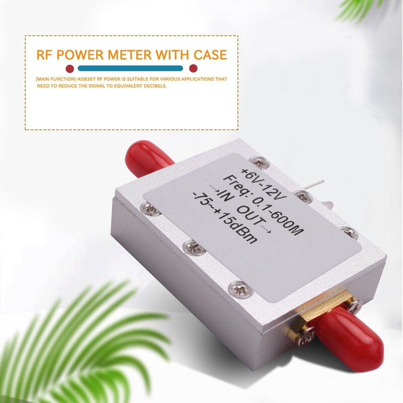 Medidor de potencia RF AD8307, Detector de prueba logarítmica, medidor de potencia RF, módulo de 0,1-600M -75-+ 15DBM con funda