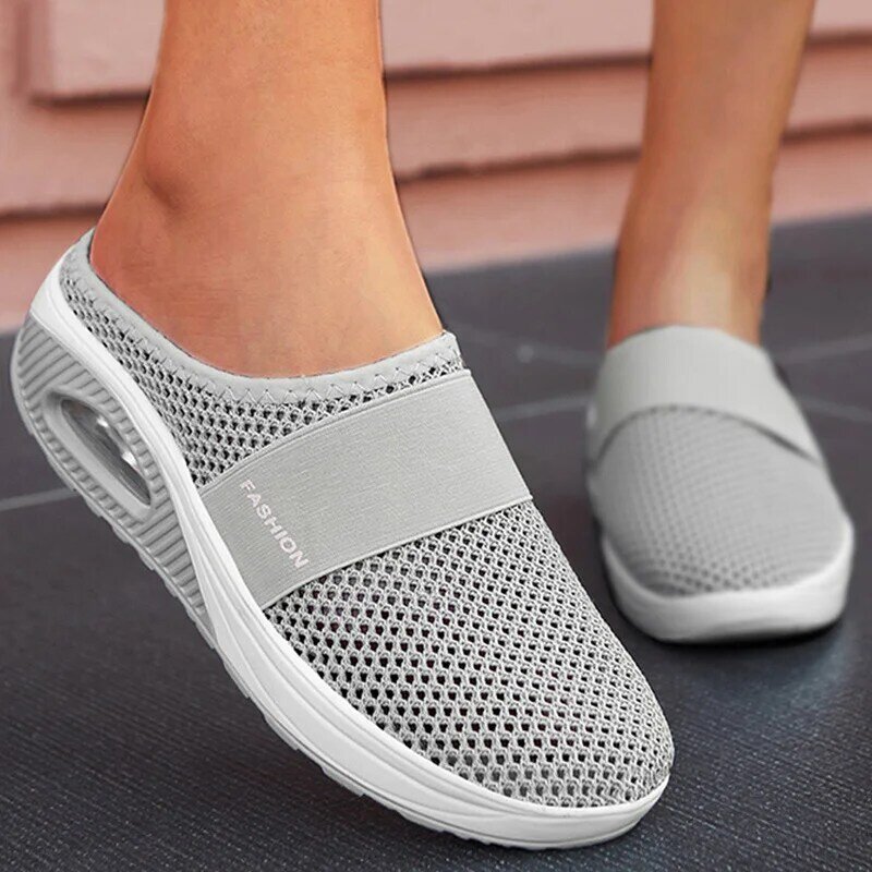 Sandal Fashion Sepatu Wanita Mesh Sepatu Wanita Sol Tebal Wedges Sandal Nyaman Sepatu Wanita Slip On Sandal Alas Kaki Wanita