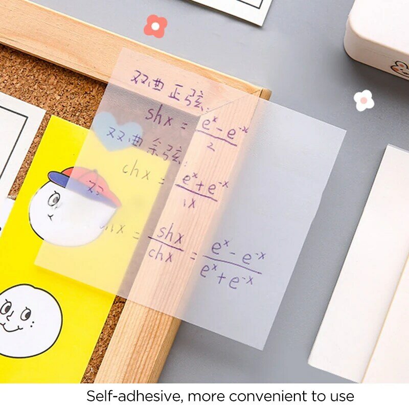 INS – bloc-notes autocollants transparents en PET, 50 feuilles, Simple, bloc-notes adhésif, papeterie étanche, fournitures scolaires et de bureau