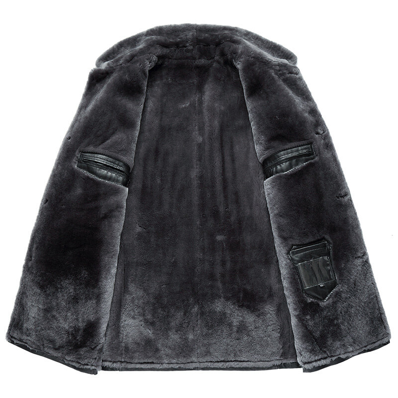 Мужская однобортная куртка оверсайз, свободная зимняя теплая куртка из натуральной овчины, большие размеры