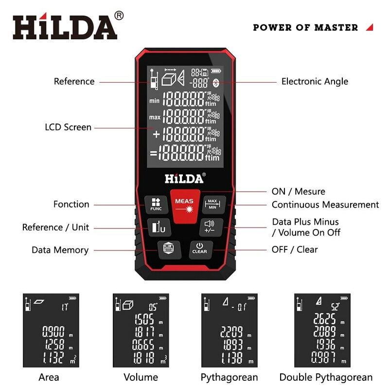 أداة اختبار مسطرة مسافات ليزر HILDA 50M/M M Range Finder جهاز قياس مدى الليزر
