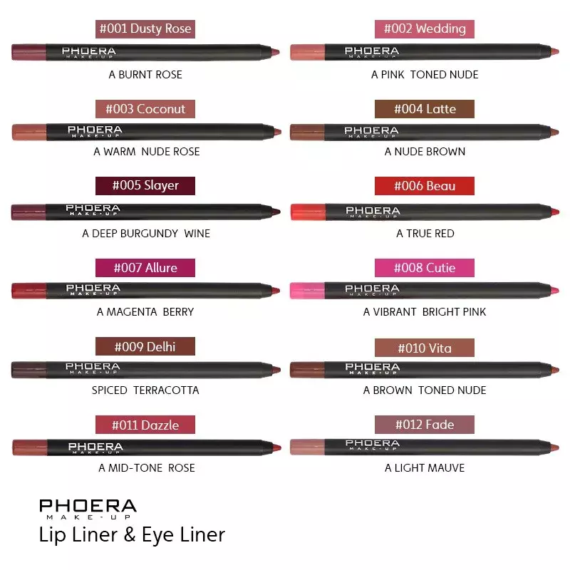 Lápis impermeável Matte Lipliner, batom de contorno vermelho sexy, copo antiaderente duradouro, maquiagem de lábios hidratantes, cosmético, 12 cores