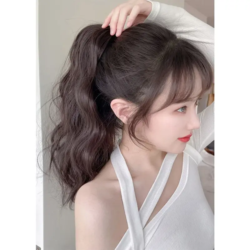 Natural Fluffy Curly Ponytail Grab Clip-on Wig Girls Pony Tail Hairpiece Hair Extensions for Women Girls
