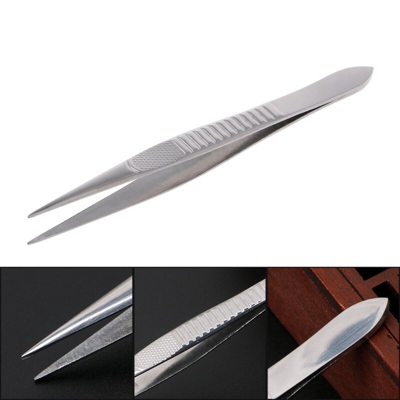 Professional Straight Fine Point Tweezers For Eyelash Extension Stainless Steel