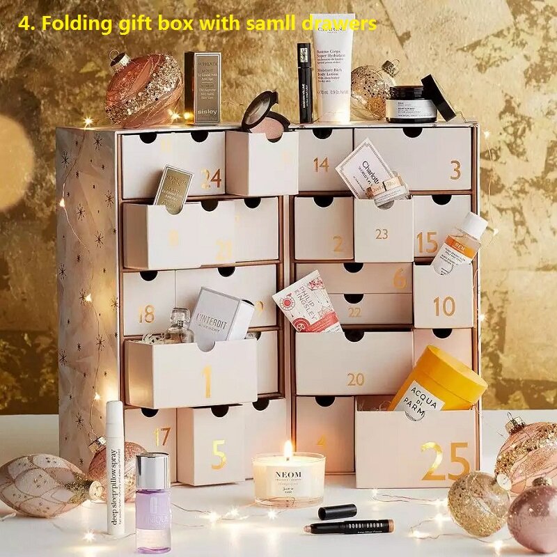 Op Maat Gemaakte Productcustom Adventskalender Lege Luxe Kartonnen Papier Cadeau Beauty Cosmetische Verpakking Countdown Advent