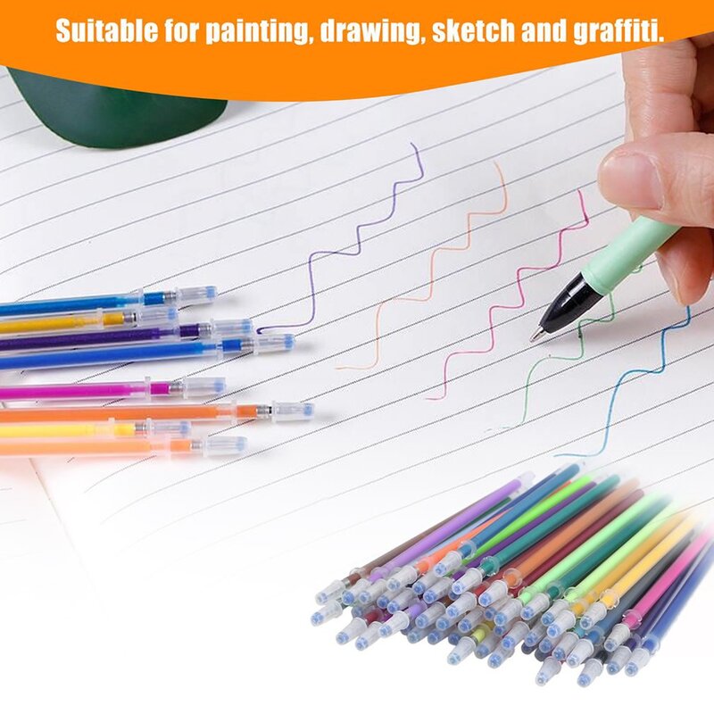 12/24/36/48pcs Multicolor Gel Pen Refills Painting Drawing Glitter Highlighters Pen Art Markers School Office Supplies Color Pen