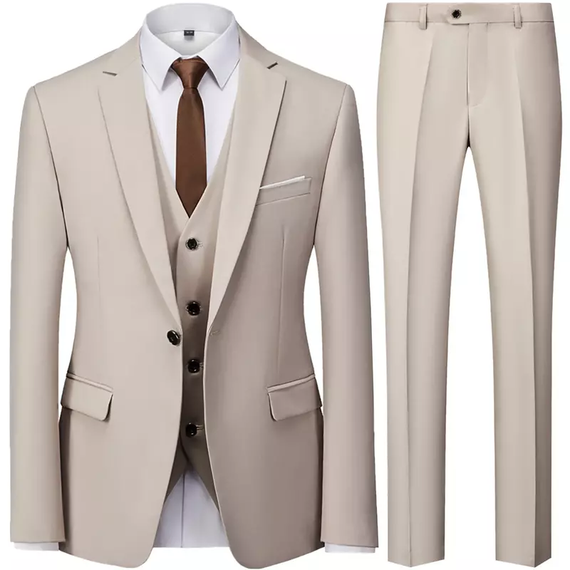 Мужской деловой костюм из трех предметов, повседневный пиджак, брюки, жилет, куртка, 2023