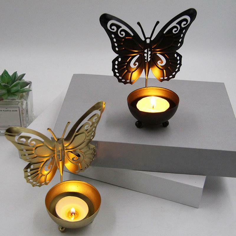 Metal Butterfly Candle Holder iron candle holder metal butterfly candle holder home decoration crafts ornaments  Dinner Supplies