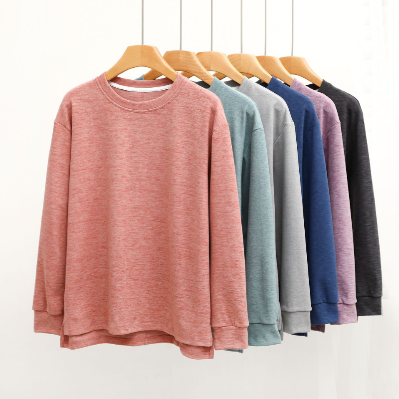 Ubrania domowe topy damskie swetry Casual Flat Velvet jednoczęściowy magiczny kolor jesień/zima wokół szyi krótki przód tył długi termiczny