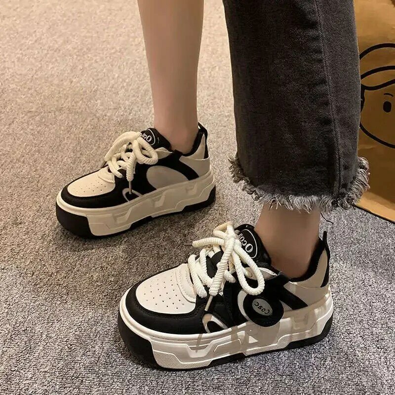 Y2K Women Korean Casual Chunky Sneaker Vintage Goth Athletic Loafers Sports Sneakers Ankle Platform Tennis Shoe Men Board Shoes