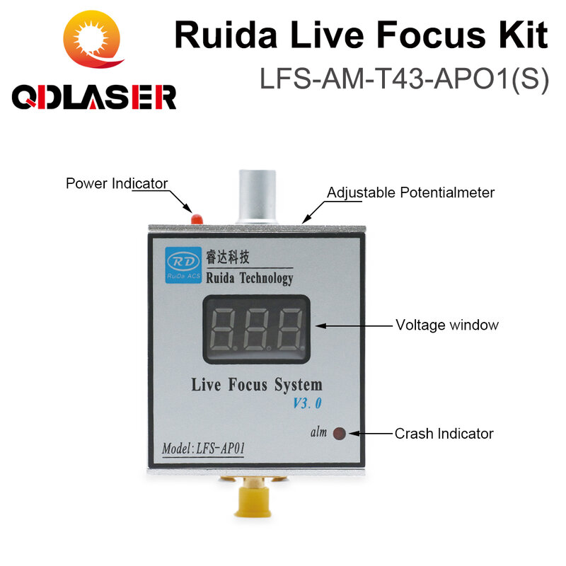 QDLASER-Ruida LFS-AM-T43-AP01(S) Corte De Metal, Sistema De Foco Em Tempo Real, Amplificador E Cabo De Conexão Amplificador Para Máquina A Laser