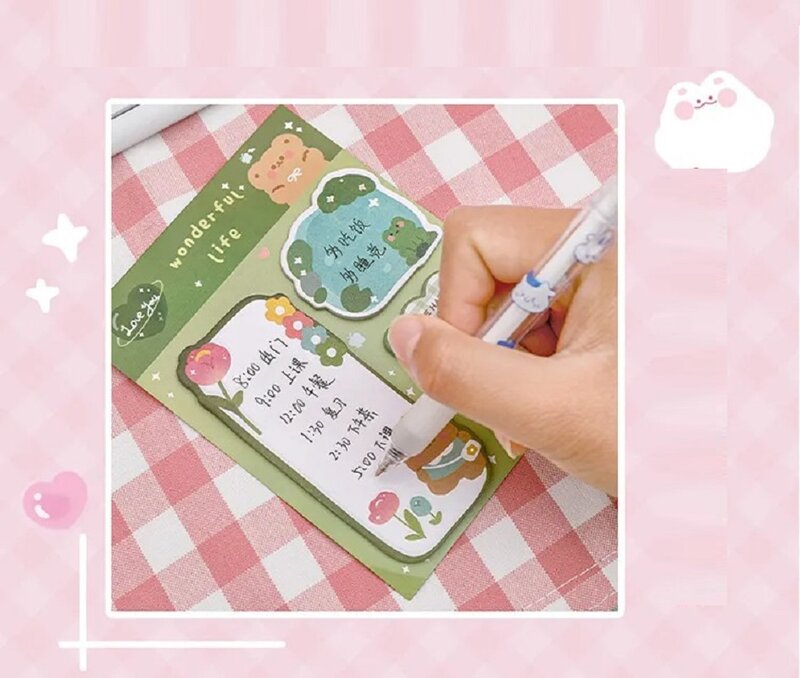Kartun lucu catatan tempel Mini Kawaii kelinci beruang Memo Pad merekat sendiri Pesan stiker kantor perlengkapan sekolah alat tulis