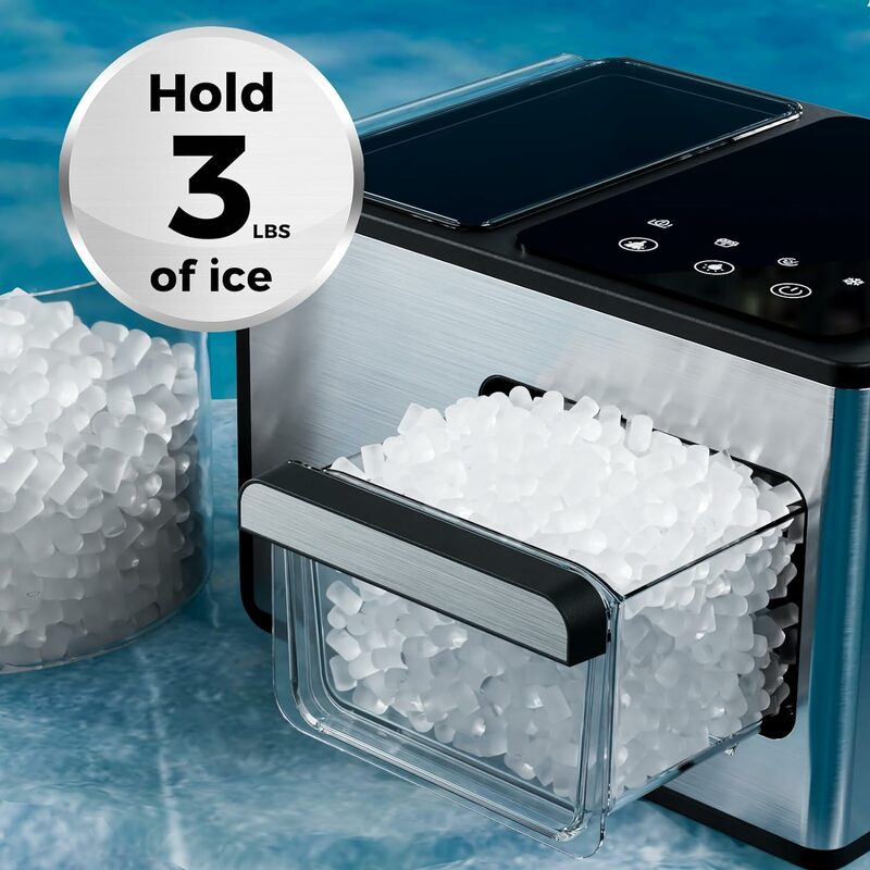 Nugget Ice Maker Countertop Self-Cleaning 40lbs | Kid-Friendly Design Chewable Sonic Ice | Silver