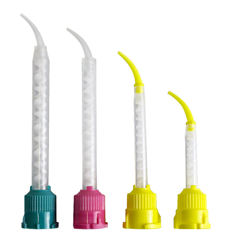 Puntas de mezcla Dental, Material de Lmpression, tubo de Color para dentadura de laboratorio, cabezal de mezcla de goma de silicona desechable, dentista, 50 unids/lote por paquete