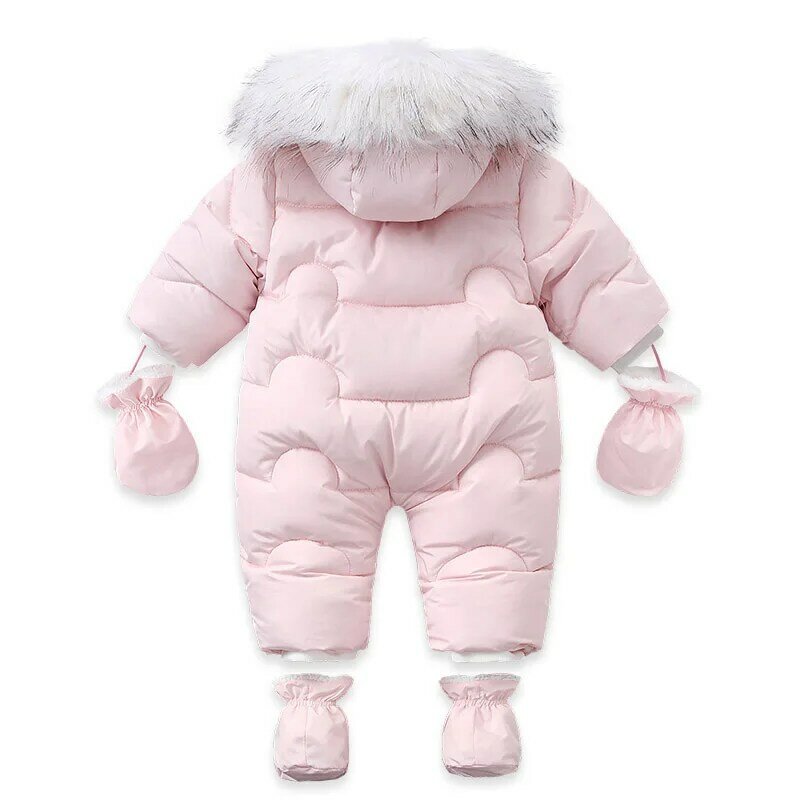 AYNIGIELL 2023 Winter Newborn Thickening Jumpsuit Built-in Wool Hooded Down Romper Baby Boys and Girls Warm Snowproof Overalls