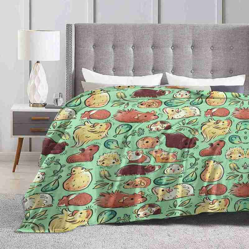 Guinea Pig Huddle Hot Sale Printing High Qiality Warm Flannel Blanket Guinea Pigs Cute Huddle Animals Pattern Veggies Nature