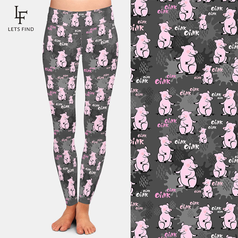 Letsfind-女性用の柔らかいシルクのプリントタイツ,ピンクのヒョウ柄のタイツ,伸縮性のあるタイツ,ハイウエスト,フィットネス