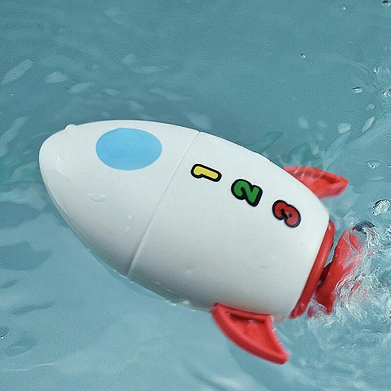 Divertido juguete de baño de cohete de agua con mecanismo de relojería, entretenimiento de piscina para niños, aprendizaje temprano, actividad de ducha de verano, juego de agua de baño